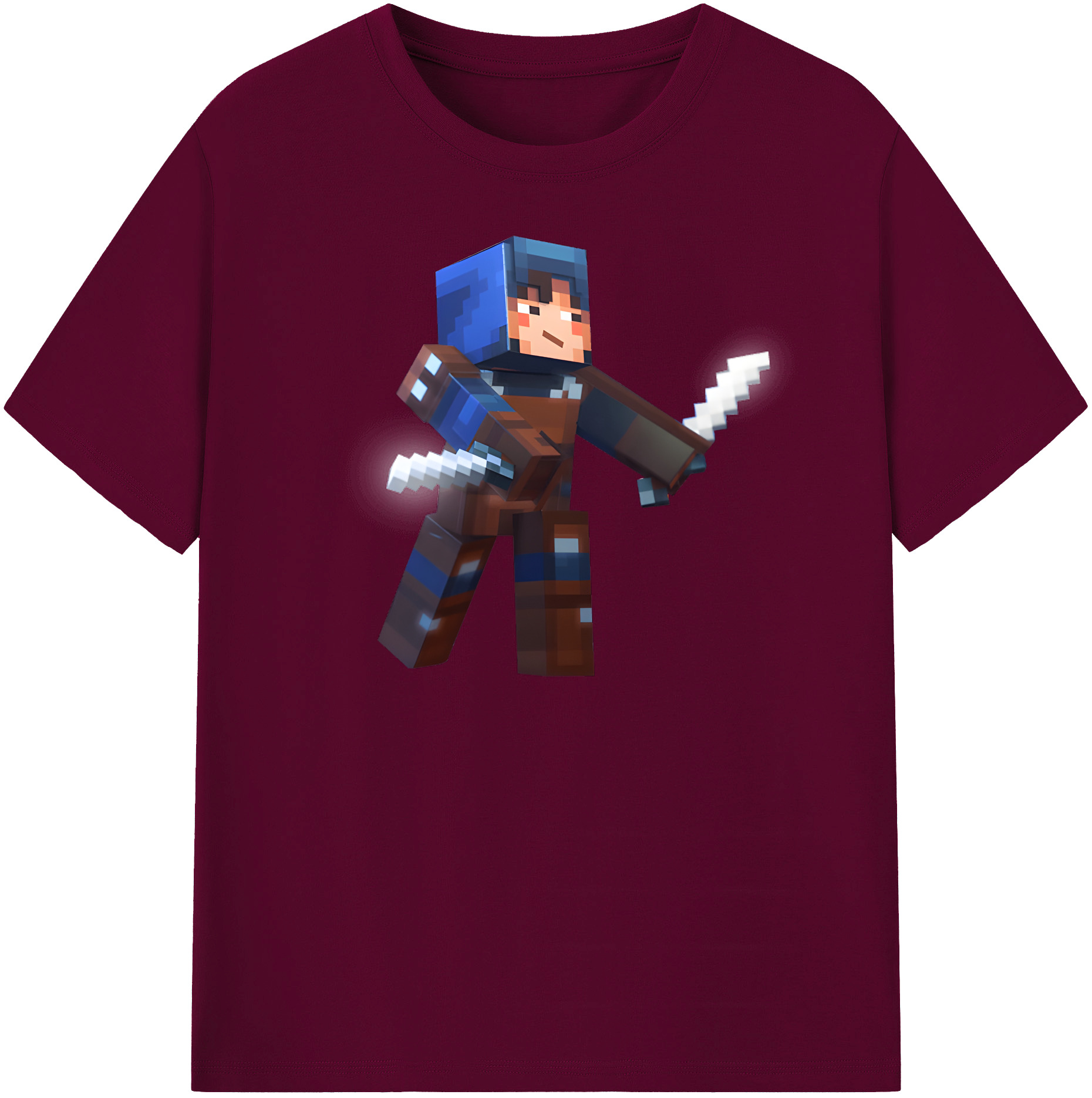 （画像用） マインクラフト ブロックの世界 Minecraft MC Block world レディースカジュアルプリントTシャツ（綿100％）